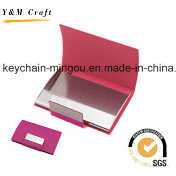 Customized Stainless Steel Genuine Leather Business Card Holder (M05051)